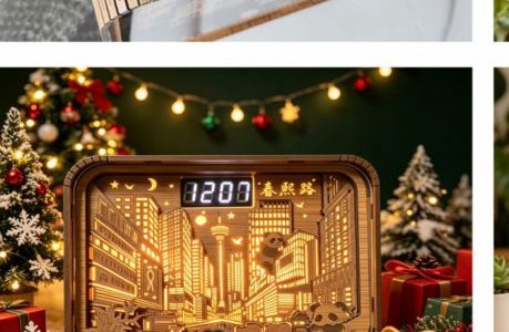 Clock lamp styled for Christmas gifting