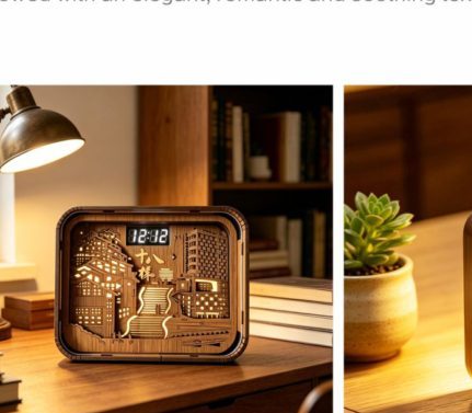 Clock lamp scene in a study room