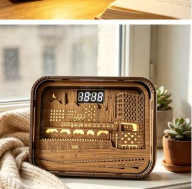 Clock lamp with warm bedroom light