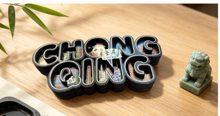 CHONGQING lettered 3D wooden fridge magnet