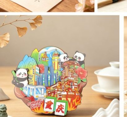 Round and shaped wooden magnets on a desk