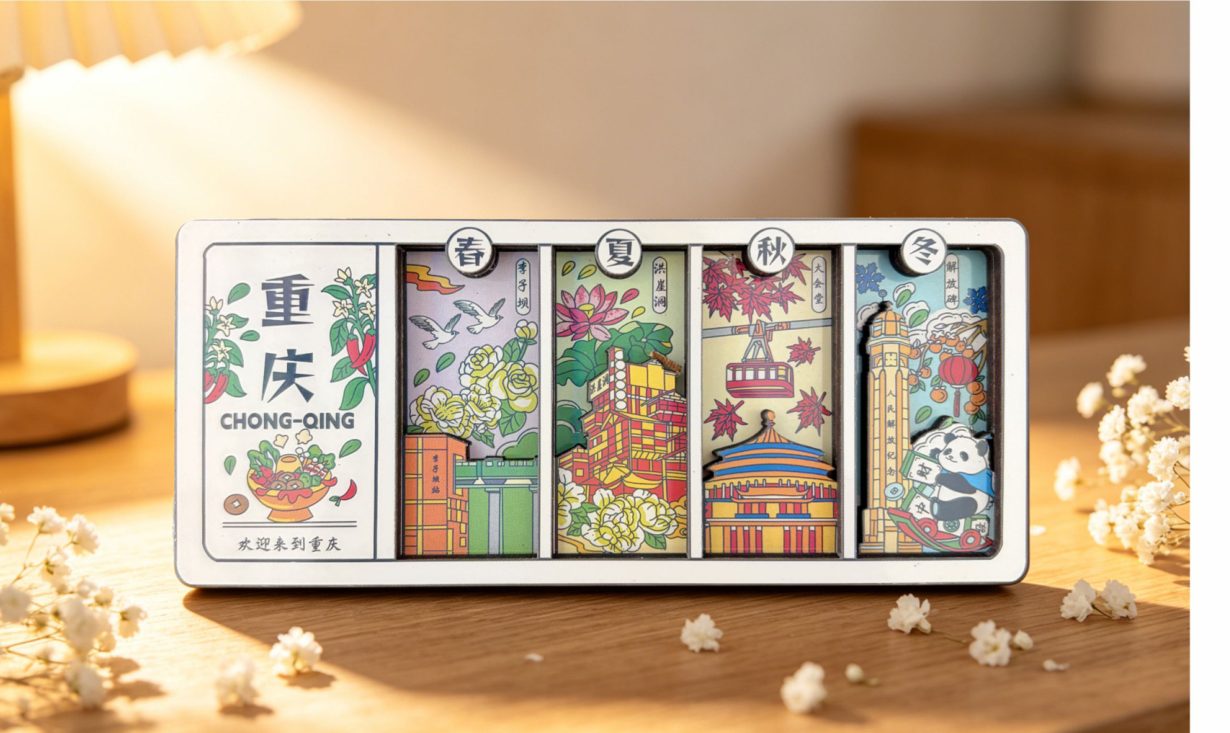 Chongqing four-season wooden fridge magnet set