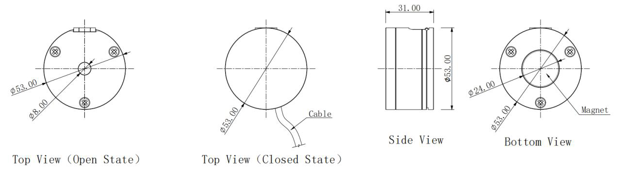 PowerMag top view dimensions